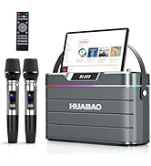 Karaoke Machine - 100W Bluetooth Speaker with Super Bass, 2 Wireless Microphones, Portable PA Sys...