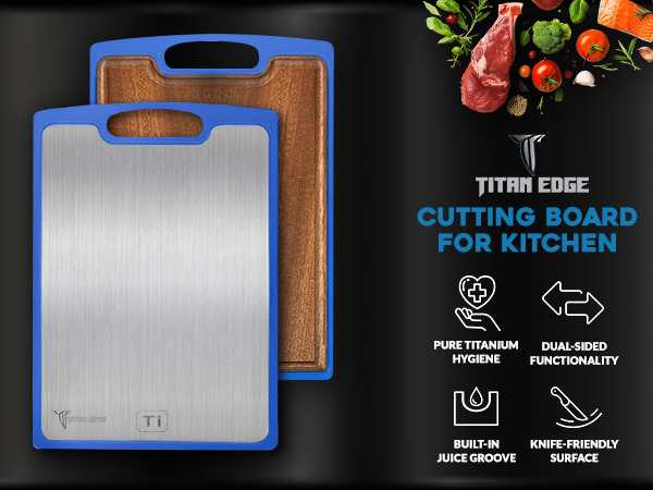 Titanium Cutting Boards for Kitchen Dual-Sided Wood Cutting Boards Non Toxic