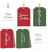 Modern Christmas Gift Tags, 48Pcs Christmas Paper Labels with String, 2" x 3" Name Tags for Perso...