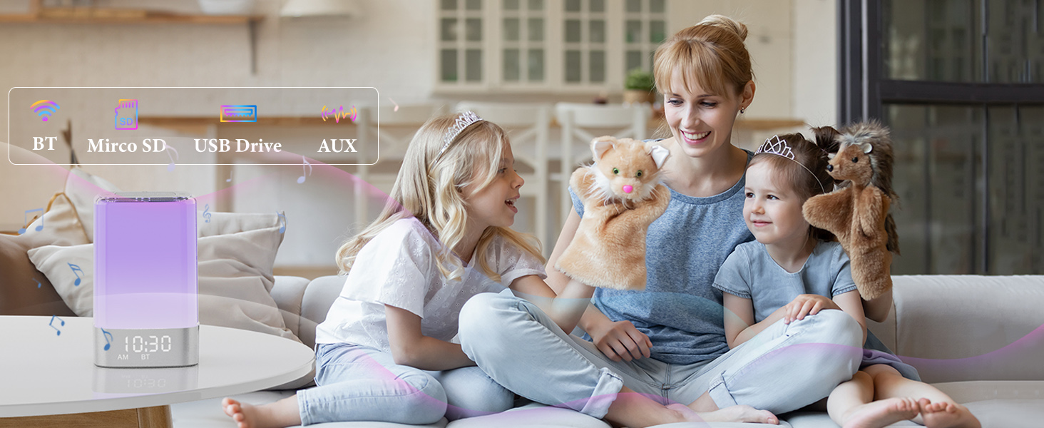 Bluetooth Speaker Alarm Clocks for Bedrooms with Wake up Light