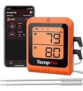 TempPro TempSync 650 ft Bluetooth Meat Thermometer with 2 Probes for Grill | Wireless Meat Thermo...