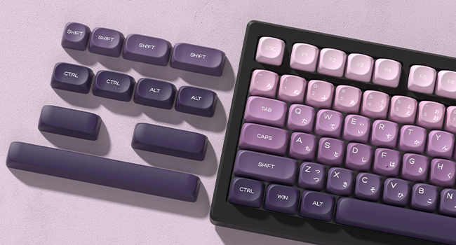 MOA Keycaps, PBT Keycaps, Japanese Keycaps 75 Percent, Gradient Purple Keycaps