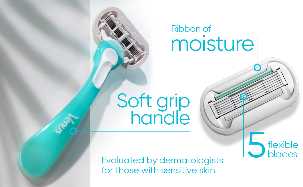 soft grip handle ribbon of moisture 5 blades