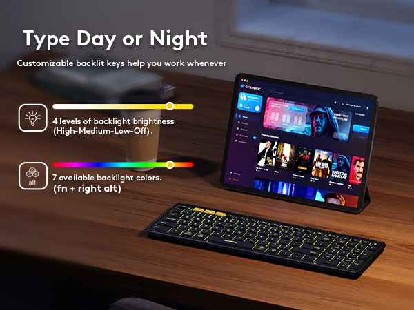 folding keyboard with blacklit