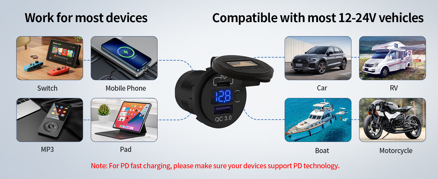 12v usb direct to battery usb charger boat usb charging port waterproof usb port 12v usb c