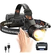SKYFIRE Rechargeable Headlamp High Lumens, 7500mAh Motion Sensor LED Head Light with Zoomable, 13...