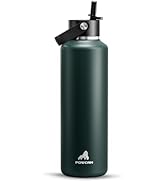 POWCAN 24 oz Water Bottle Insulated: BPA-Free, Leakproof Lid with Straw, Lightweight, Flex Cap, S...