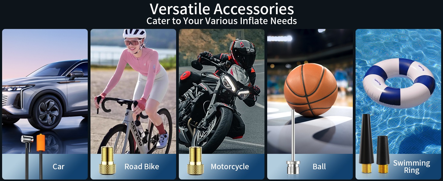 tire inflator portable air compressor pump for bike ball tire car