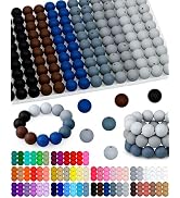 160PCS FIVEIZERO Silicone Beads 15mm Mix Color for Keychain Making, Rubber Beads for DIY Crafts, ...