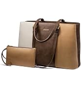 LOVEVOOK Laptop Tote Bag for Women,Work Tote with Wristlet,PU Leather Computer Bag for Teacher,Of...