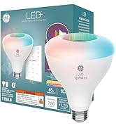 GE LED+ BR30 LED Light Bulb, Indoor Color Changing Wireless Bluetooth Speaker Floodlights with Re...