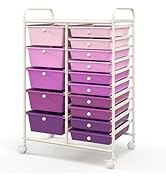 ARLIME 15-Drawer Storage Cart, 15 Drawer Trolley, Rolling Organizer Cart, Scrapbook Paper Organiz...