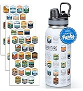 Nefeeko 32oz National Parks Water Bottle - Insulated Adventure Bottle with Waterproof Stickers | ...