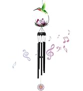 MUMTOP Solar Wind Chimes for Outside - Hummingbird with Lotus Crack Glass Ball Lights Wind Chimes...