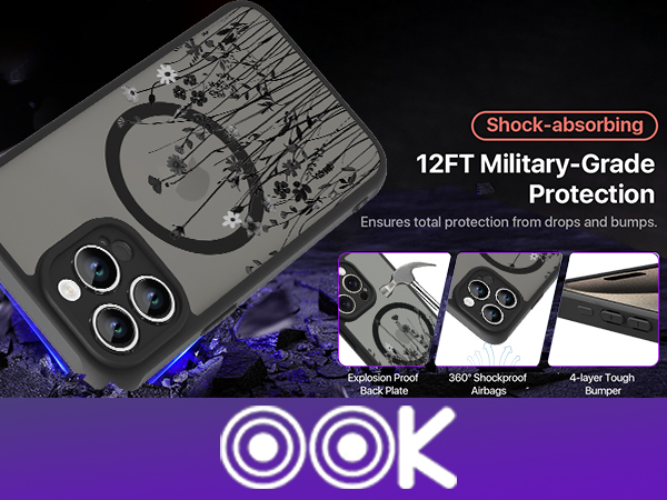 Black Wild Flower Slim Translucent Matte Case