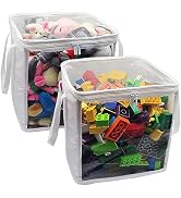 holay 2-Pack 12" Cube Storage Bins [White] - 27L Capacity PVC Boxes Transparent Lid &amp; Handles - D...