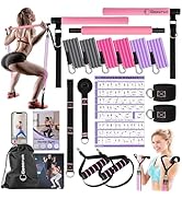 Goocrun Portable Pilates Bar Kit with Resistance Bands for Men and Women - 3 Set Exercise Resista...