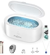 JeaTone Ultrasonic Jewelry Cleaner Machine (White), SUS304 Stainless Steel 20oz Tank, 46KHz Ultra...