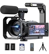 Camcorder Video Camera 5K, Dual Lens Vlogging Camera for YouTube, 3” 270° Rotatable Touchscreen W...