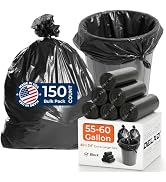 Delxo 55-60 Gallon Trash Bags, 150 Count, 40×54'' Large Black Garbage Bags | Light-to-Medium Duty...