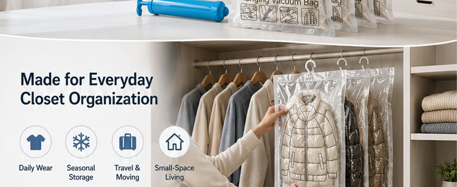 Hanging Vacuum Storage Seal Clear Bags