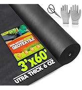 [Premium] Non Woven 6oz 3FTx60FT Geotextile Fabric (Gloves &amp; Scissors Included), Heavy Duty Drain...