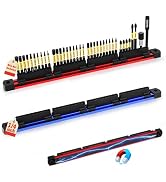 ELEAD 2PCS Magnetic Slidable Drill Bit Holder, 80 Holes Bit Storage with Strong Magnetic Rail, Sc...