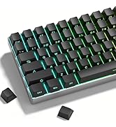 dagaladoo Black keycap Set,Shine Through keycaps 60 75 Percent, Japanese Style PBT Key caps,Doubl...