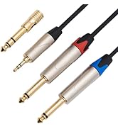 pegcabac 1/8 inch to Dual 1/4 Y-Splitter Cable, 1/8 inch TRS Stereo to Double 6.35mm TS Mono Jack...