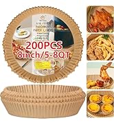 Air Fryer Liners Disposable, 200PCS Non-stick Oil Resistant Air Fryer Parchment Paper Liners, 8 I...