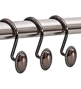 MitoVilla Shower Curtain Hooks Rings, Metal Shower Hooks for Vintage Shower Curtain &amp; Liner, Rust...