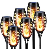 Toodour Solar Torch Flame Lights, 6 Pack Solar Christmas Lights Outdoor with Flickering Flame, Wa...