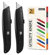 DIYSELF 2Pack Utility Knife Box Cutter Retractable Blade Heavy Duty(Black)