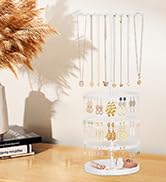 iDavosic.ly 4 Tier Rotating Earring Holder Organizer with Storage Tray