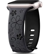 SNBLK Floral Engraved Band Compatible with Apple Watch Bands for Women 40mm 41mm 42mm 38mm 44mm 4...