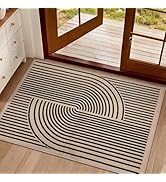 Tangsoo Rainbow 2x3 Washable Small Area Rug for Entryway,Non-Slip Thin Black Outdoor Mat Modern F...