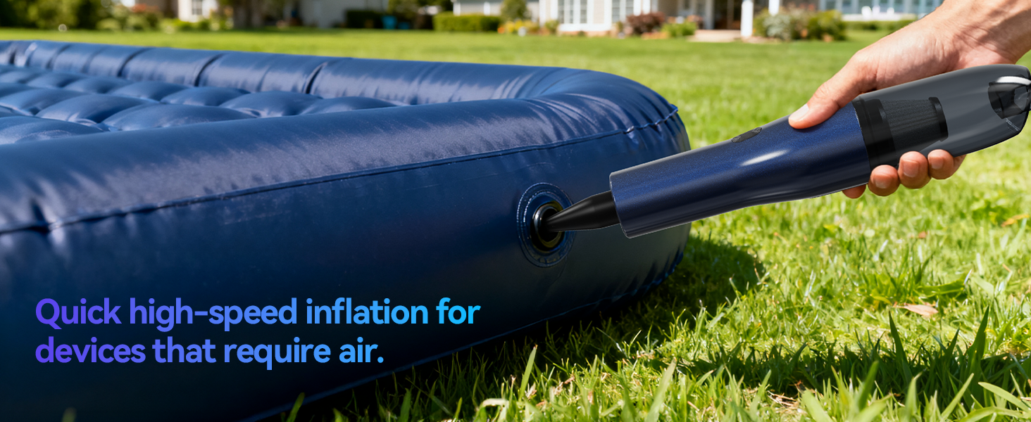 Quick high-speed inflation for devices that require air.