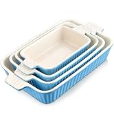 MALACASA Casserole Dishes for Oven, Porcelain Baking Dishes, Ceramic Bakeware Sets of 4, Rectangu...