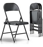 MAKE CHANGES 4 Pack Folding Chairs, Outdoor Sturdy Folding Chairs, Metal Chairs with 360 lbs Weig...