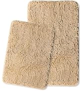 Yeaban Ivory Cream Bathroom Rugs Set 2 Piece(20" x 32" and 17" x 24"), Thick Chenille Bath Mats |...