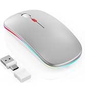 LED Wireless Mouse for Laptop/MacBook/iPad - Built-in Mouse Jiggler &amp; 4-Mode (Bluetooth 5.2/3.0 &amp;...