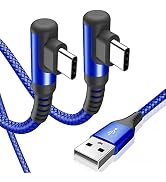 sweguard USB Type C Charger Cable Right Angle [2-Pack,3.3FT] 3.1A Nylon Braided Cord for iPhone 1...