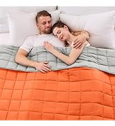 yescool Weighted Blanket for Adults (30 lbs, 88” x 104”, Orange) Cooling Heavy Blanket for Sleepi...