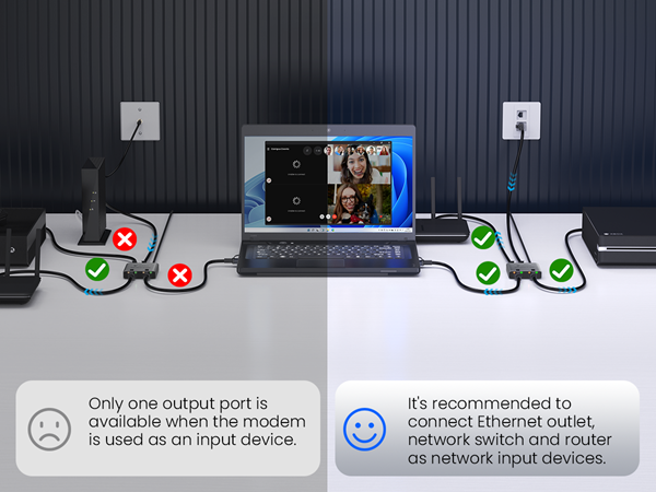 "Only one output port is available when the modem is used as an input device. "