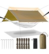 Camping Tarp Tent Portable Multifunctional Bushcraft Backpacking Tear-Resistant Fabric Rain Fly T...