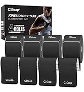 CKeep 4 Rolls Kinesiology Tape, Original Cotton Elastic Athletic Tape, 20 Precut 10" Strips Each,...