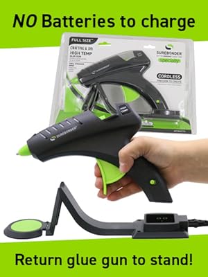no batteries to charge,return glue gun to stand