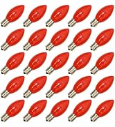 SUNSGNE C9 LED Red Christmas Light Bulbs, 25 Pack C9 LED Replacement Light Bulbs, Plastic Shatter...
