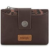 Montana West X Wrangler Small Wallet Woman, Bifold RFID Blocking Wallet Leopard Print Zipper Pock...