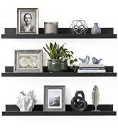upsimples Long Floating Shelves for Wall Decor and Storage, 23.6'' Black | Display Shelf with Led...